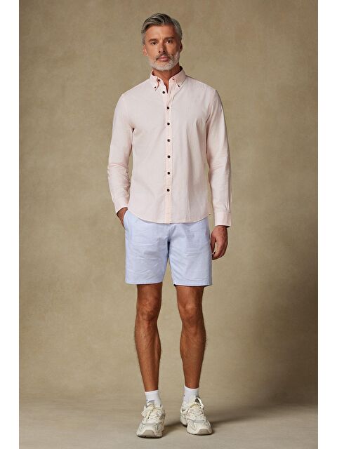 ABBATE Sky Dobby Pamuklu Comfort Fit Açık Mavi Erkek Desenli Şort - S000464678-17437