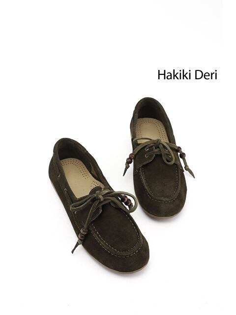 GÖNDERİ(R) Kadın YEŞİL Bağcıklı Hakiki Deri Comfort Ayakkabı