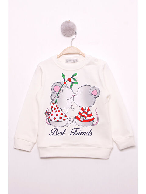 Toontoykids Kız Çocuk Best Friend Baskılı Pamuklu Sweatshirt - S000375853-19965