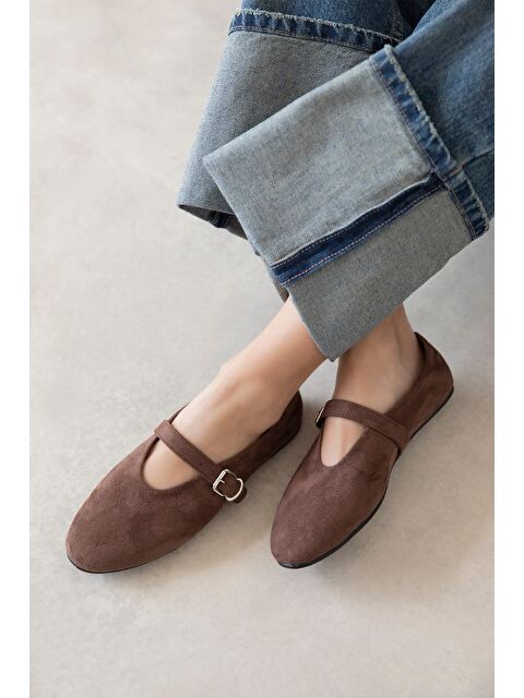 Straswans Jun Kadın Süet Babet Kahve - S000513143-19413