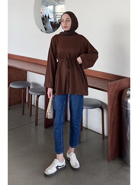 Lamelif Yırtmaç Detaylı Sweat Acı Kahverengi - S000518006-28102