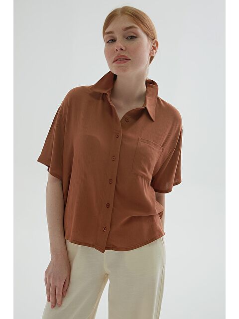 Fashion Friends Regular Fit Cep Detaylı Kısa Kollu Crop Gömlek 25Y0515K1 - S000375842-19413