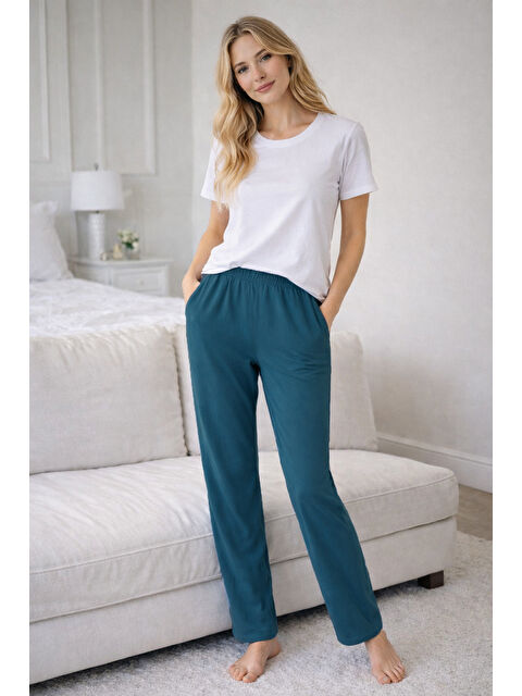 Remsa Kadın Penye Kumaş Tek Pijama Alt 15 Petrol - S000516477-20019