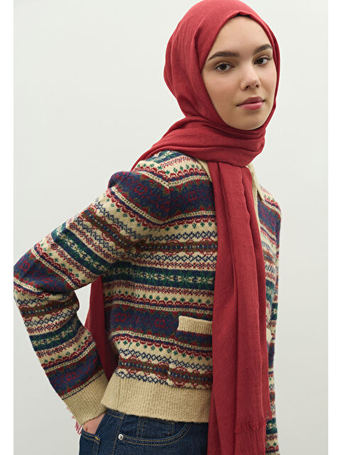 Fresh Scarfs Kaşmir Dokulu Şal Kırmızı - S000470038-20045
