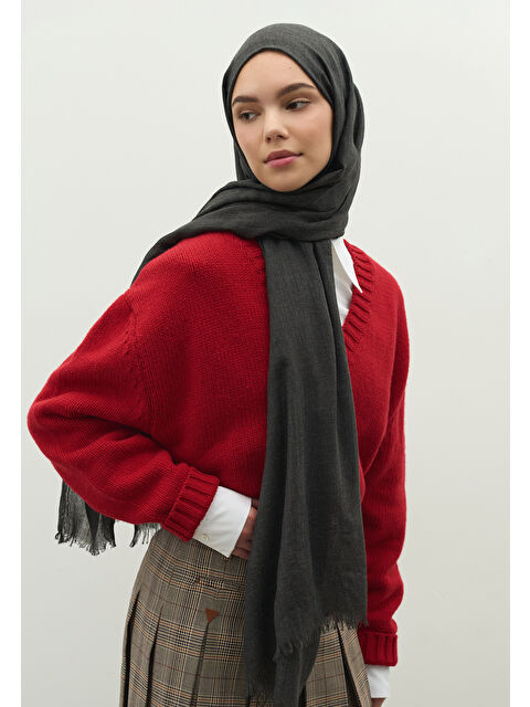 Fresh Scarfs Kaşmir Dokulu Şal Antrasit - S000470038-29666