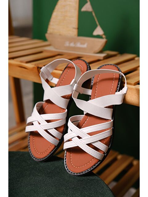 Oksit Liqqa Çapraz Deri Detaylı Lastikli Kadın Sandalet - S000394820-20063