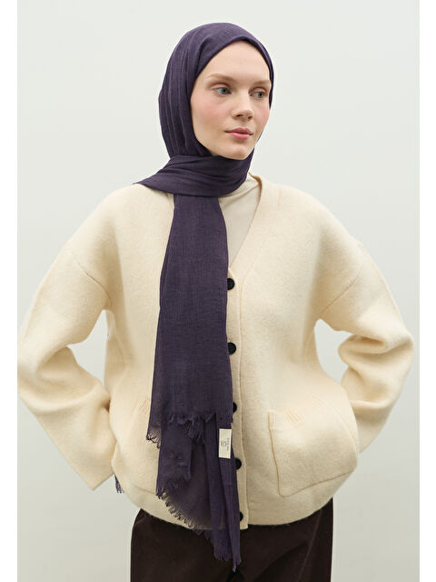 Fresh Scarfs Kaşmir Dokulu Şal Patlıcan Moru - S000470038-20040