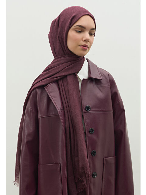 Fresh Scarfs Kaşmir Dokulu Şal Mürdüm - S000470038-20036