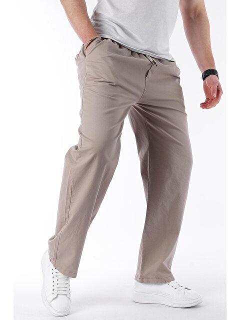 Madmext Taş Rengi Bol Paça Beli Bağlamalı Erkek Pantolon E7403 - S000428179-25636