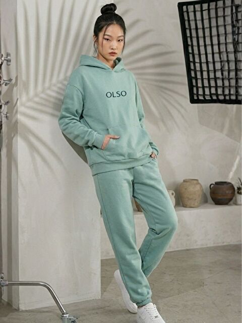 Trendseninle Su Yeşili Olso Baskılı Eşofman Takım - S000526974-20054