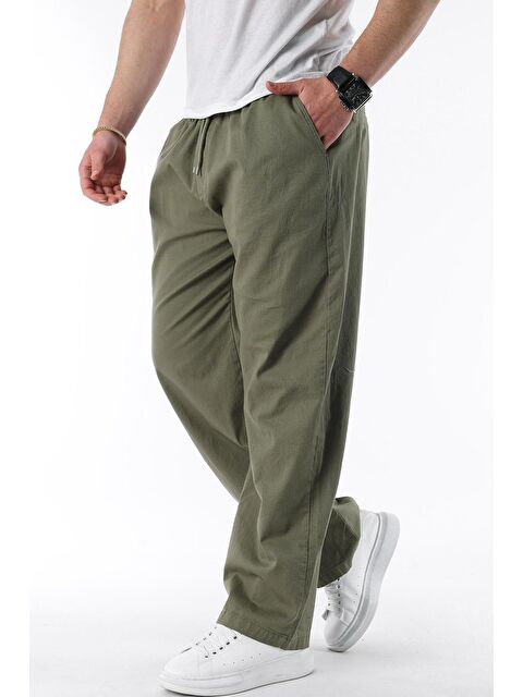 Madmext Yeşil Bol Paça Beli Bağlamalı Erkek Pantolon E7403 - S000428179-18194