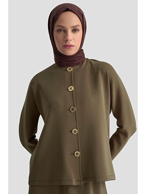 ARMİNE Düğme Detaylı Örme Takım 25Kd1805 Haki - S000498229-18547