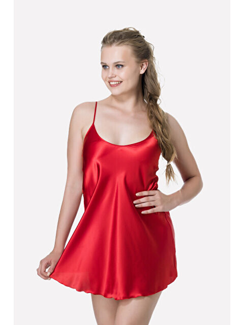 NBB Kırmızı Saten Gecelik - S000439044-20045