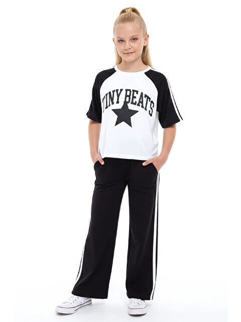 Modanino Kız Çocuk Alt-Üst Takım-Garni ve Biye Detaylı -Yazı Baskılı 4-12 Yaş 12549 - S000522542-19351