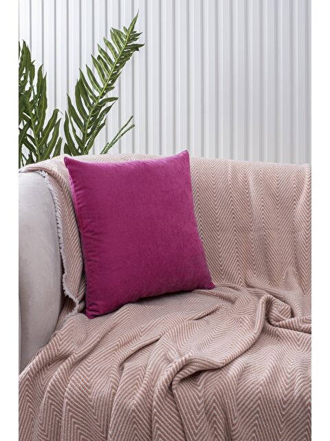 Asdiva Panoroma Süet Dokulu Düz Punch (Panç) İçin Uygun Fuşya 45X45 Dekoratif Kırlent Kılıfı - S000452530-18686