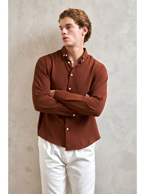 HYMAN Erkek Oversize Kesim Aerobin Gömlek - S000515454-19413