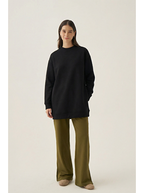 ALLDAY Siyah-Bisiklet Yaka Sweatshirt