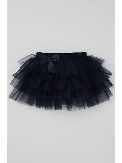 Breeze Kız Çocuk Tütü Etek Tül Detaylı Katlı Fiyonk Aksesuarlı Lacivert (4-8 Yaş) - S000493739-21164