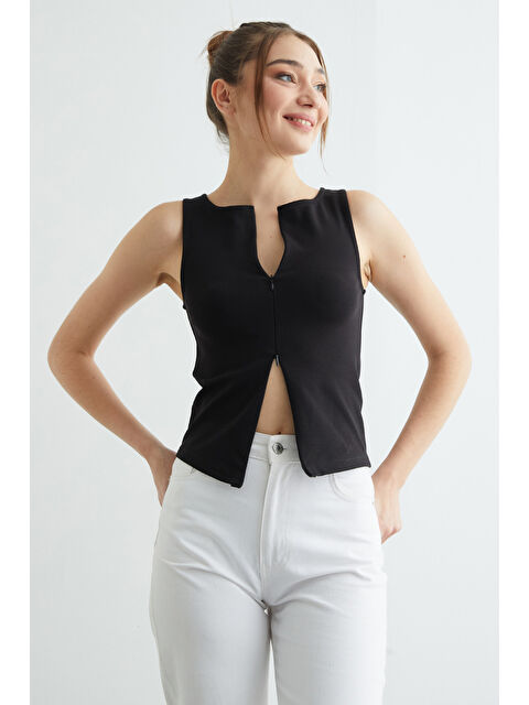 Fullamoda Basic Çift Fermuarlı Bluz - S000504612-19351