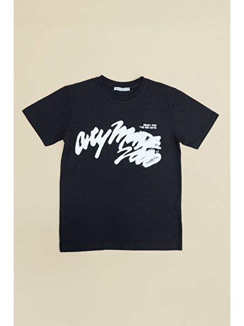 Fullamoda Yazı Baskılı Bisiklet Yaka Erkek Çocuk Tişört - S000532050-19351