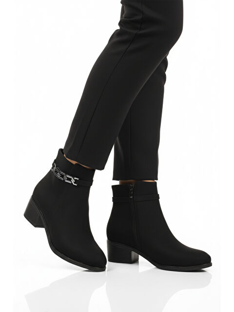 Ayakmod Siyah Zümrüt Fermuarlı Polarlı Kadın Topuklu Bot 325131 Z - S000464690-26426