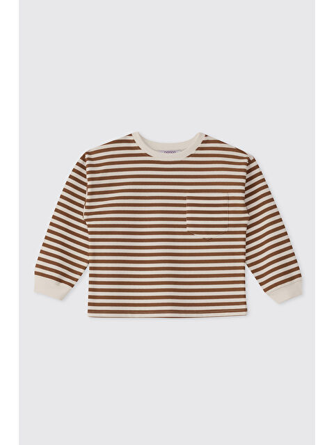 Panço Erkek Bebek Çizgi Desenli Kahve Tişört