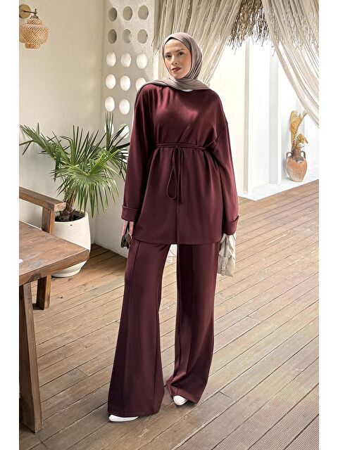 Lamelif İkili Tesettür Takım Bordo - S000515426-19951