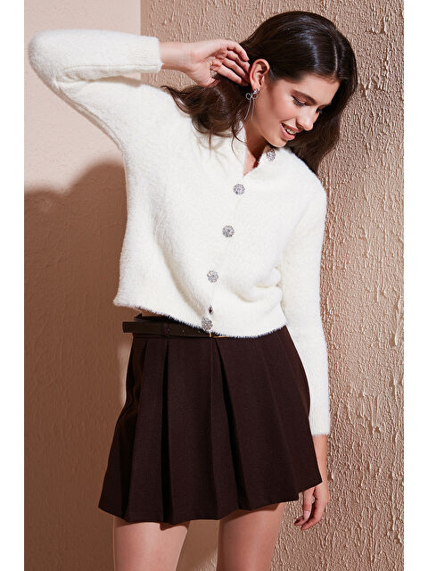 Lela Fitted Fit Bisiklet Yaka Yumuşak Dokulu Crop Hırka 4615559 - S000424857-19965