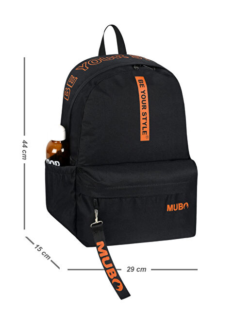 TONNY BLACK Unisex Siyah Turuncu Geniş Hacimli Günlük ve Okul Kullanımına Uygun Sırt Çantası - S000495411-37448