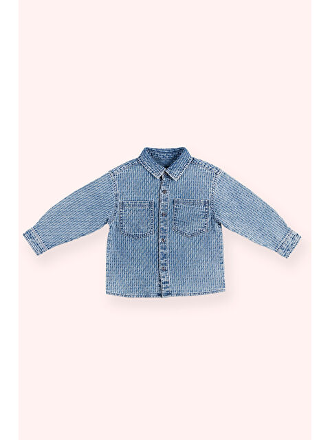 Panço Erkek Bebek Düğmeli Mavi Jean Gömlek - S000523710-17234