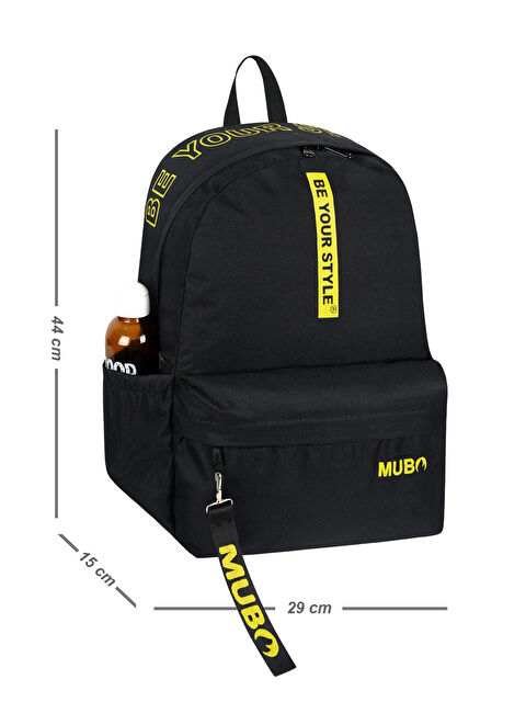 TONNY BLACK Unisex Siyah Sarı Geniş Hacimli Günlük ve Okul Kullanımına Uygun Sırt Çantası - S000495411-37446