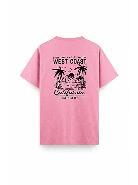 Oksit West Coast Surfriders California Baskılı Erkek Unisex Oversize Tişört Büyük Beden Tshirt - S000523454-20024