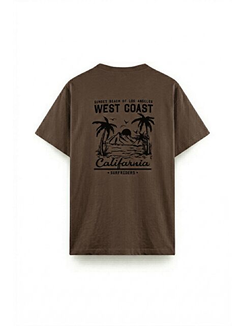 Oksit West Coast Surfriders California Baskılı Erkek Unisex Oversize Tişört Büyük Beden Tshirt - S000523454-19413