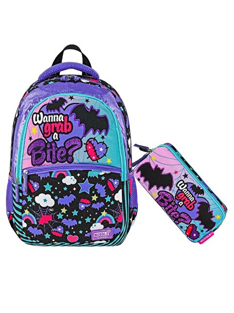 Muggle 3 Bölmeli Gotik Girl Okul Sırt Çantası+Kalemlik - S000235363-2561