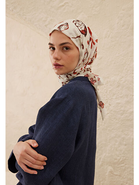 Fresh Scarfs Amore Desen Pamuk Vual Eşarp Kızıl - S000423042-19957