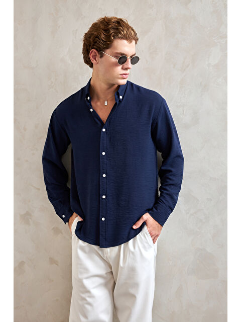 HYMAN Erkek Oversize Kesim Aerobin Gömlek - S000515454-21164