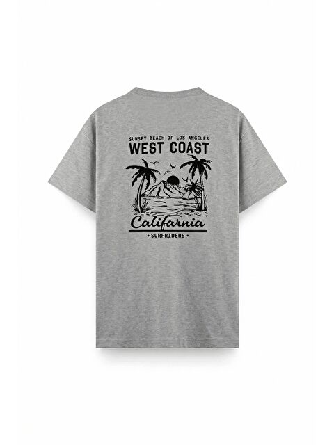 Oksit West Coast Surfriders California Baskılı Erkek Unisex Oversize Tişört Büyük Beden Tshirt - S000523454-20600