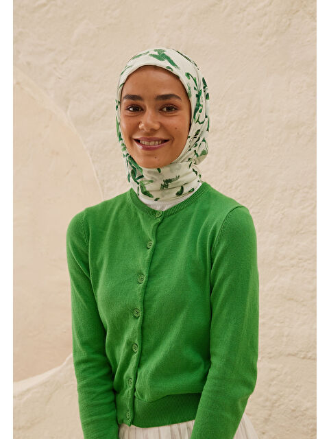 Fresh Scarfs Amore Desen Pamuk Vual Eşarp Yeşil - S000423042-18194