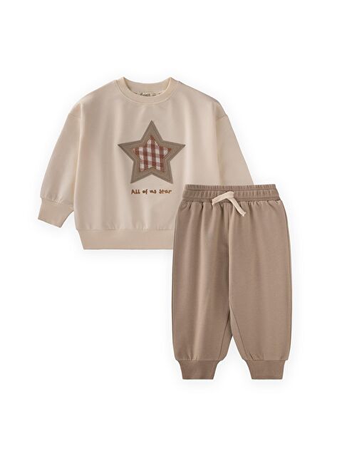 CİGİT Sweatshirt Takım 1-7 Yaş Ekru S Vizon - S000470065-19965