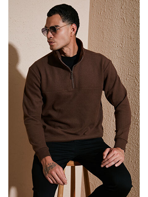 Buratti Pamuklu Regular Fit Yarım Fermuarlı Dik Yaka Kazak 456112 - S000428186-19413