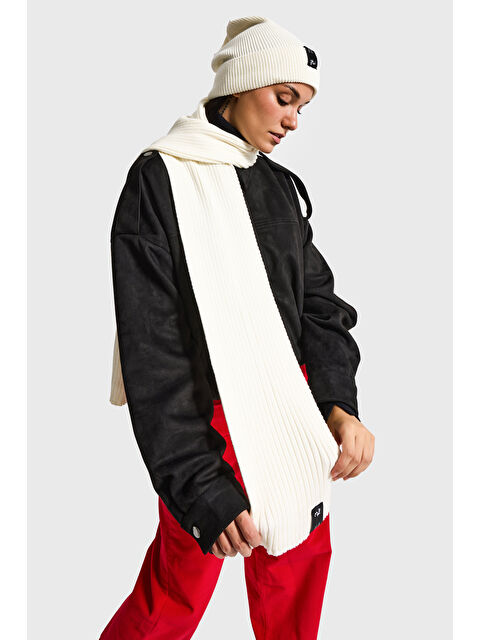 It's Basic Beyaz Fitilli Kumaş Bere Atkı 2'li Takım - S000495422-20063