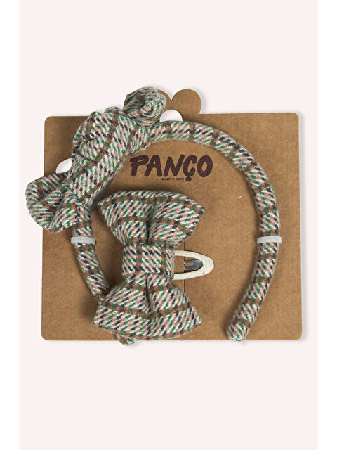 Panço Kız Çocuk Fiyonk Detaylı Kahverengi Taç Ve Toka Seti - S000523712-19413