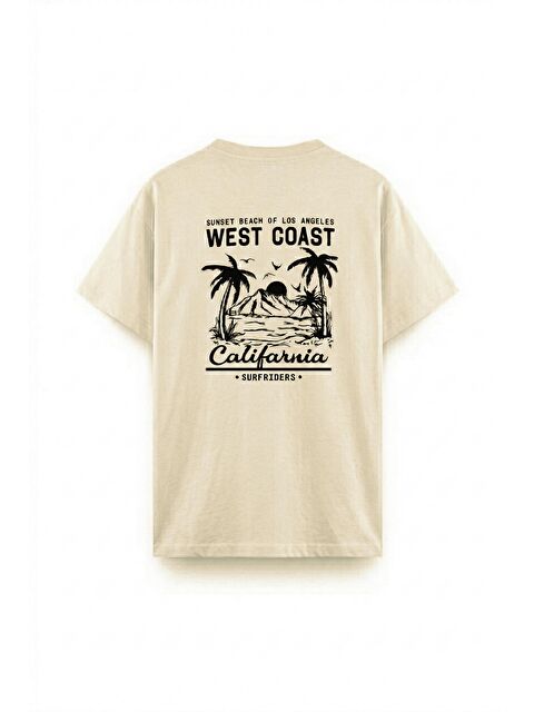 Oksit West Coast Surfriders California Baskılı Erkek Unisex Oversize Tişört Büyük Beden Tshirt - S000523454-25636