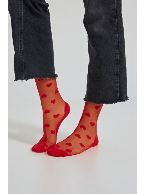 Katia And Bony Kadın Kalpli İnce Soket Çorap Kırmızı - S000390200-20045