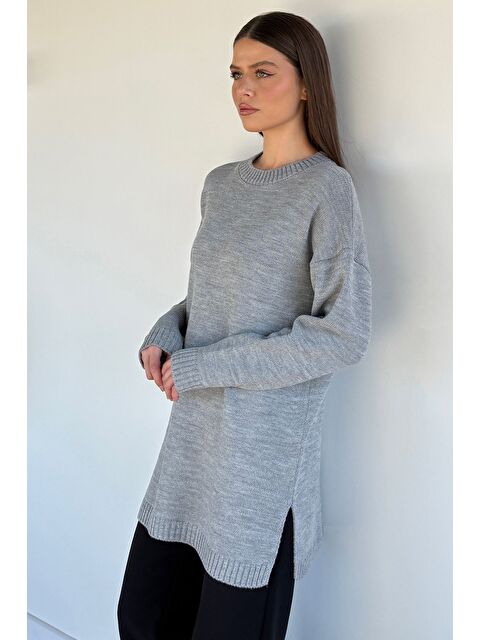 Gülseli Kadın Bisiklet Yaka Yırtmaçlı Triko Tunik - S000517336-20600