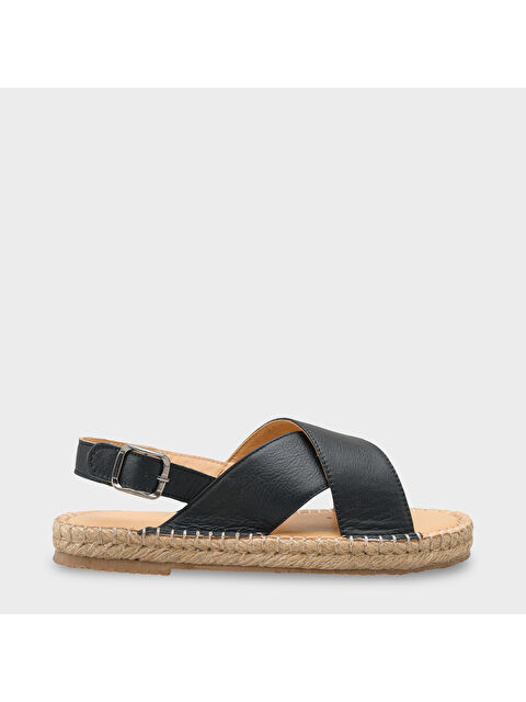 Capone Outfitters Lilian Hakiki Deri Espadril Tabanlı Kadın Sandalet