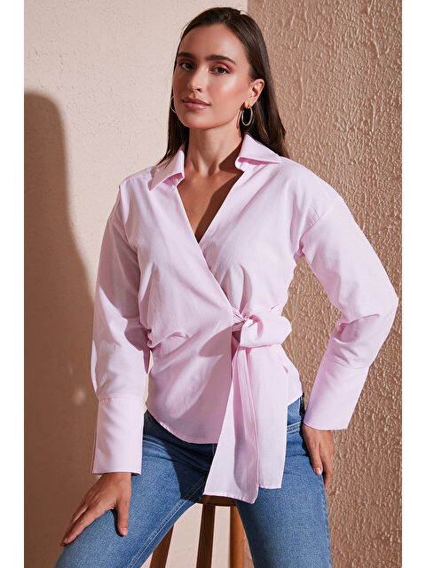 Lela Pamuklu Regular Fit Uzun Kollu Bağlama Detaylı Gömlek 65200538 - S000424831-20024