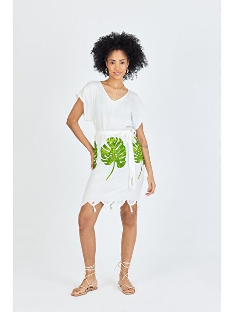 Mulberry Samira Baskılı Bambu Plaj Elbisesi Pareo Havlu