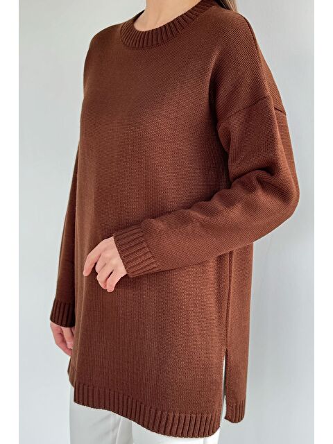 Gülseli Kadın Bisiklet Yaka Yırtmaçlı Triko Tunik - S000517336-19413