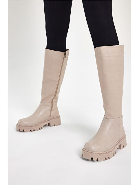 TONNY BLACK Kadın Nude Cilt Rahat Kalıp Yüksek Taban Fermuarlı Çizme - S000128132-26412